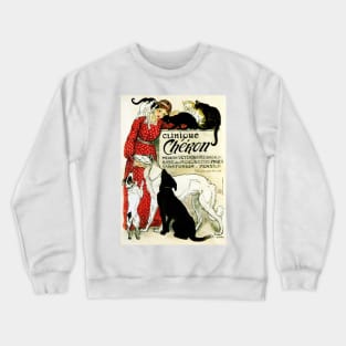 CLINIQUE CHERON Animal Clinic by Theophile Steinlen c1905 Vintage Advertising Art Crewneck Sweatshirt